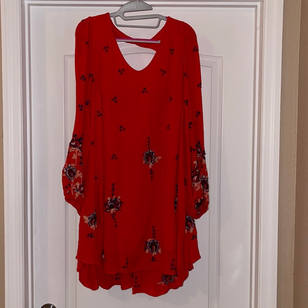 Free People Dress with Bell Sleeves & Back Cutout